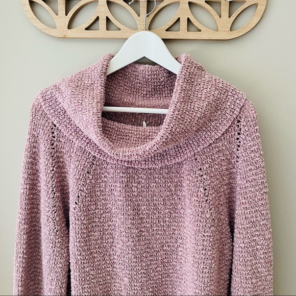 Free People Pullover Knit Cowl Sweater Purple Sz Medium - Picture 2 of 8